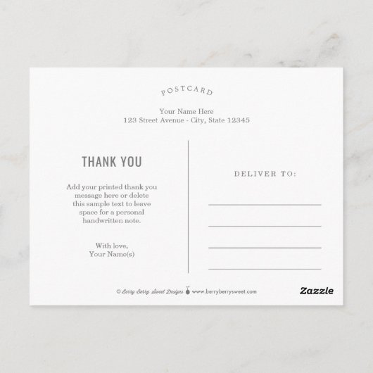 Just Happy Editable Colorありがとうはがき ポストカード (裏面)