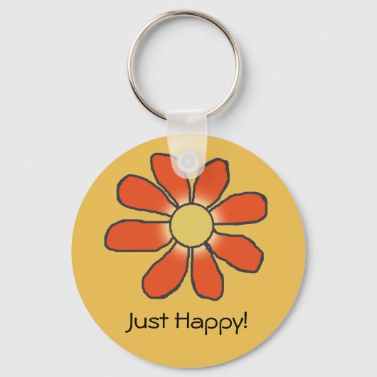 Just Happy red flower on any Color キーホルダー (正面)