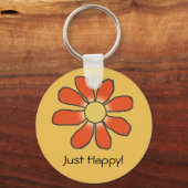 Just Happy red flower on any Color キーホルダー (正面)