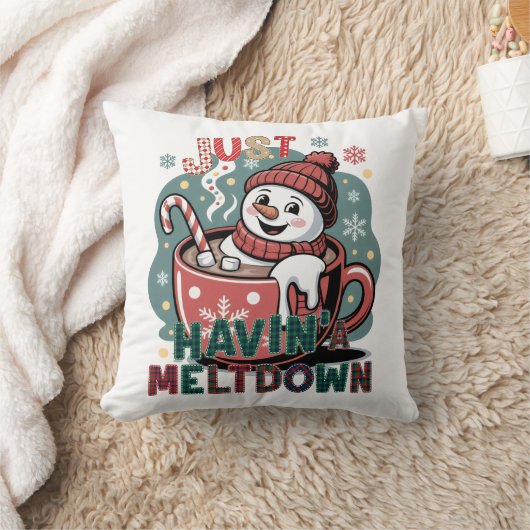 Just Havin' a Meltdown - Christmas Snowman クッション (ブランケット)