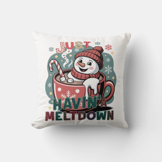Just Havin' a Meltdown - Christmas Snowman クッション (正面)