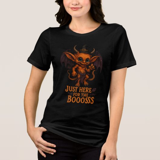 Just Here for the Boooss Halloween Demon トライブレンドTシャツ (正面)
