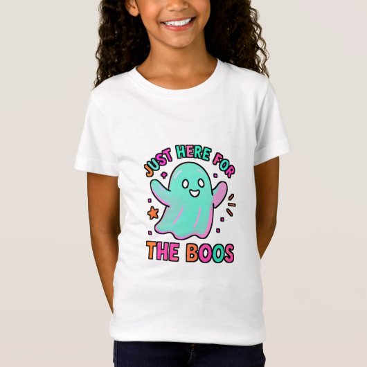 Just Here for the Boos よくはしゃぐ幽霊ハロウィンティー Tシャツ (正面)
