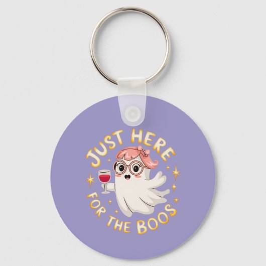 Just Here for the Boos – 面白いハロウィーン幽霊 キーホルダー (正面)