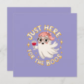 Just Here for the Boos – 面白いハロウィーン幽霊 招待状 (正面/裏面)