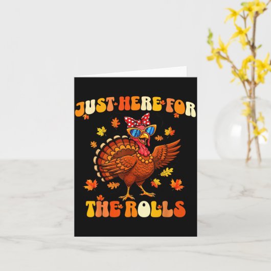 Just Here For The Rolls Thanksgiving Dinner Kids C カード (黄色い花)