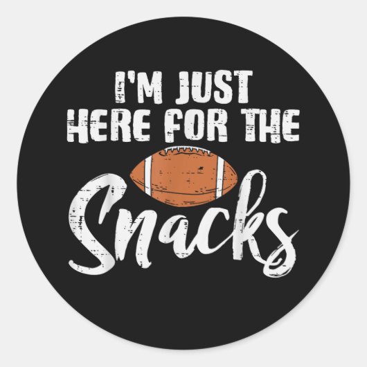 Just Here for The Snacks American Football Funny ラウンドシール (正面)