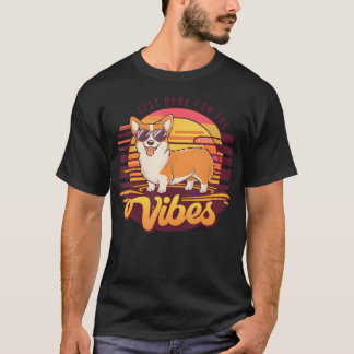 Just Here For The Vibes Dog Glaceses Summer Cool S Tシャツ