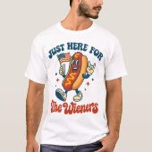 Just Here For The Wieners Funny Hot Dog Rock Tシャツ (正面)