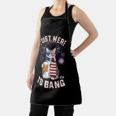 Just Here To Bang USAフラッグビール猫好き7月4日 エプロン (インサイチュ)