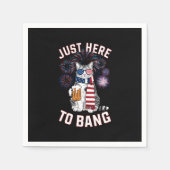 Just Here To Bang USAフラッグビール猫好き7月4日 スタンダードカクテルナプキン (正面)