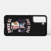 Just Here To Bang USAフラッグビール猫好き7月4日 Samsung Galaxyケース (裏面横)