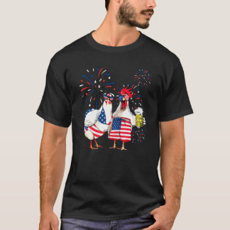Just Here To Bang Usa Flag Chicken Beer Firework 4 Tシャツ