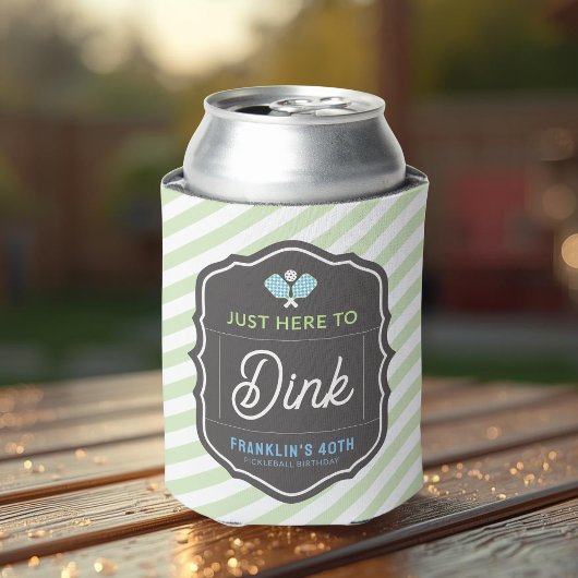 Just Here To Dink Green Stripe Pickleball  缶クーラー