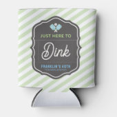 Just Here To Dink Green Stripe Pickleball  缶クーラー (正面)