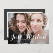 Just Hitched 結婚's Announcements – ホワイト 案内ポストカード (正面/裏面)
