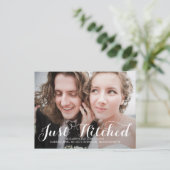 Just Hitched 結婚's Announcements – ホワイト 案内ポストカード (スタンド正面)