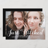 Just Hitched Editable Color 結婚's Announcement サンキューカード (正面/裏面)