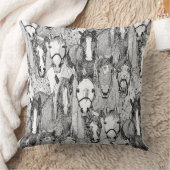 just horses black white クッション (ブランケット)