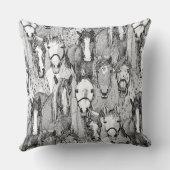 just horses black white クッション (裏面)