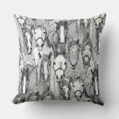 just horses black white クッション (正面)