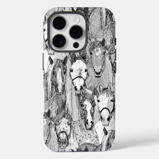 just horses black white Case-Mate iPhoneケース (裏面)