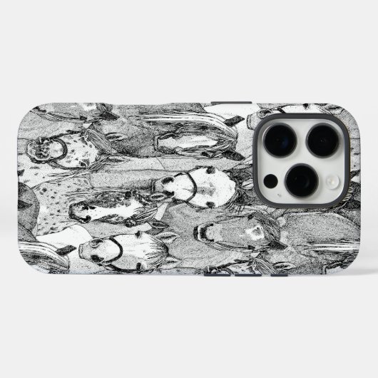 just horses black white Case-Mate iPhoneケース (裏面 (横))
