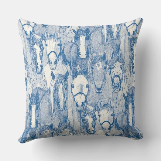 just horses cobalt blue half pearl クッション (裏面)