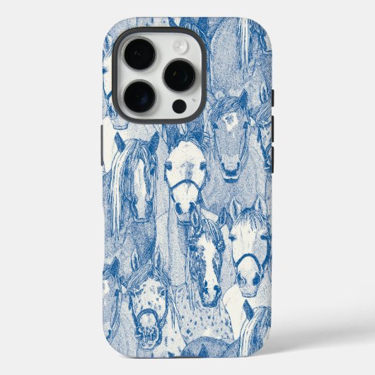 just horses cobalt blue half pearl Case-Mate iPhoneケース (裏面)
