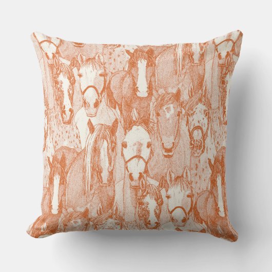 just horses orange half pearl クッション (正面)