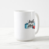 Just Hug Cute Heart Ribbon  コーヒーマグカップ (正面右)