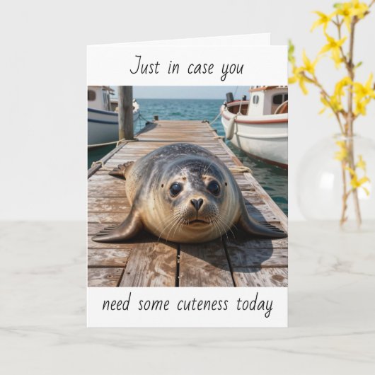 Just in Case You Need some Cuteness Today | Seal カード (黄色い花)