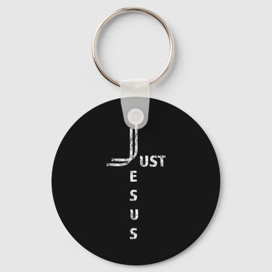 Just Jesus Minimal Cross Back Design For Christian キーホルダー (正面)