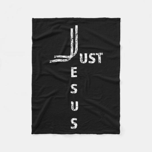 Just Jesus Minimal Cross Back Design For Christian フリースブランケット (正面)