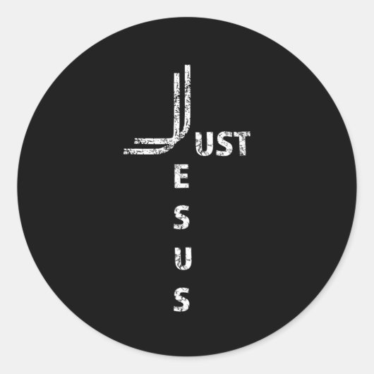 Just Jesus Minimal Cross Back Design For Christian ラウンドシール (正面)