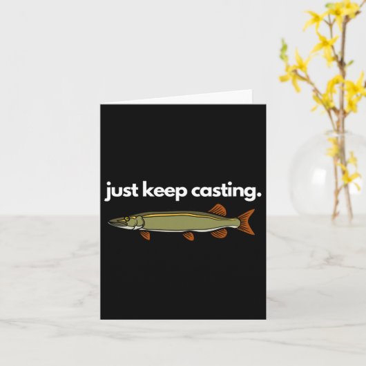 Just Keep Casting Musky Fishing  カード (黄色い花)