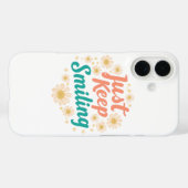 "Just Keep Smiling" with Cheerful Daisies Case-Mate iPhoneケース (裏面 (横))