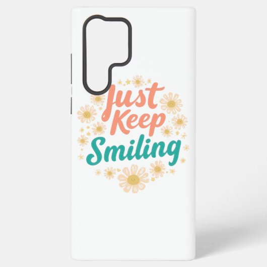 "Just Keep Smiling" with Cheerful Daisies Samsung Galaxyケース (裏面)