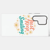 "Just Keep Smiling" with Cheerful Daisies Samsung Galaxyケース (裏面横)
