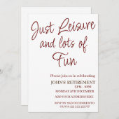 Just Leisureと多くのおもしろいおもしろい退職 招待状 (正面/裏面)