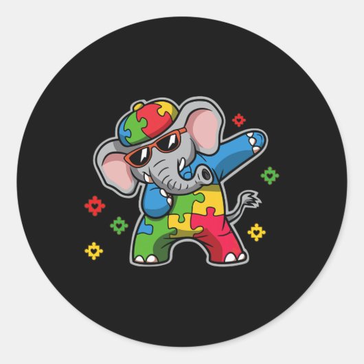 Just Let Me Stim Bro Autism Areness Elephant Gif ラウンドシール (正面)
