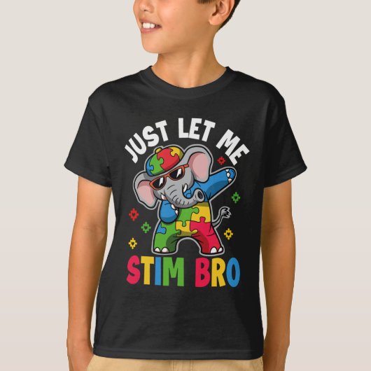 Just Let Me Stim Bro Autism Awareness Elephant Gif Tシャツ (正面)