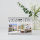 Just Listed 実在 Estate Property 3 Photoマーケティング ポストカード (スタンド正面)