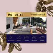 Just Listed Navy & 実在金ゴールド不動産マーケティング ポストカード