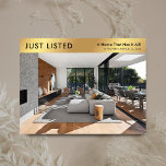 Just Listed Property Navy & Data Realtyマーケティング ポストカード<br><div class="desc">ネイビエレガントーと金ゴールド実在の不動産財産あなたのロゴと大きな財産の写真のための宇宙と販売マーケティングはがき。このカスタマイズ可能なネイビーフェイクブルーと金ゴールドエステートマーケティングハガキは実在、宇宙ととカスタムデザインの文字とプロパティ詳細を備えている。プロフェッショナルの方法広告は、地元の見込み客バイヤーにあなたの不動産一覧。</div>