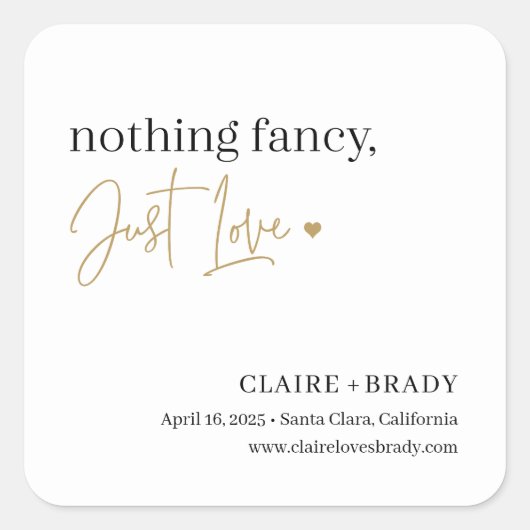 Just Love編集可能カラー結婚式用シール スクエアシール (正面)