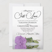 Just Love かわいらし薄紫パープルバラQRコード結婚s 招待状 (正面)