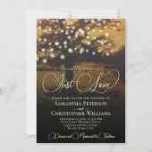 Just Love 素朴 Tree & Lights QRコード結婚s 招待状 (正面)