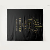 Just Love Blackと金ゴールド結婚の写真の背景 タペストリー (正面(横))