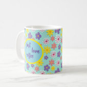 Just Love Coffee, Purple & Yellowフローラ コーヒーマグカップ (正面左)